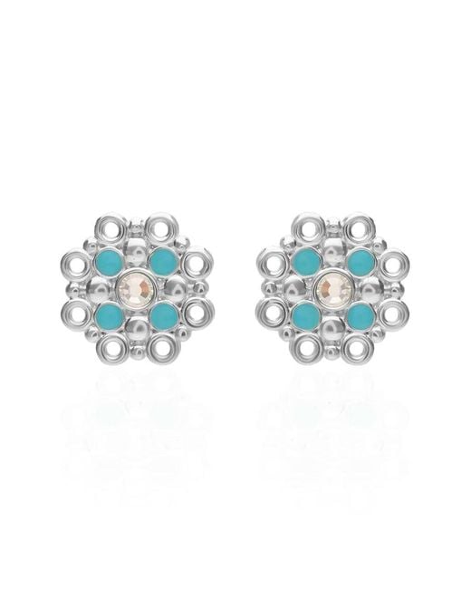 Orecchini a lobo in ottone rodiato con cristalli e smalto azzurro di Stroili in Blue