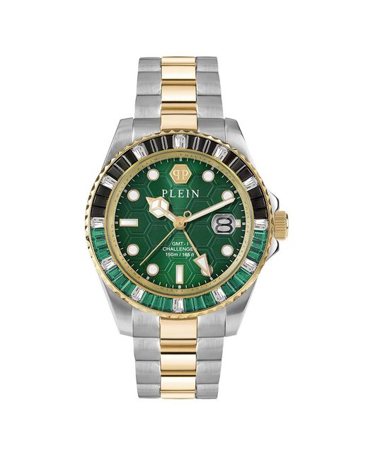 Orologio Al Quarzo Gmt-i Challenger Baguettes Pwpza0224 di Philipp Plein in Green