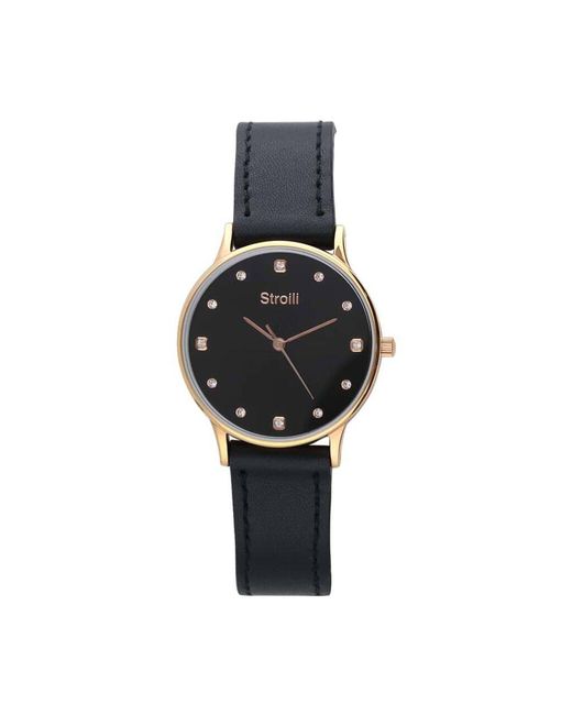 Solo tempo cassa e bracciale in pelle e acciaio di Stroili in Black