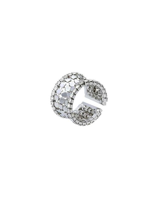 Anello a fascia con strass in metallo rodiato color argento di Stroili in Metallic