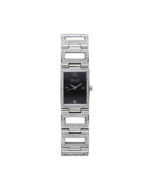 Orologio solo tempo con cinturino e cassa in acciaio e strass. quadrante nero di Stroili in Metallic