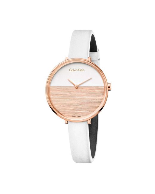 Orologio Rise quadrante bianco e rose gold K7A236LH-RE21 di Calvin Klein in Pink