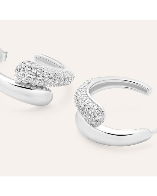 Orecchini A Cerchio Silver Shine Argento Rodiato Cubic Zirconia di Stroili in Natural