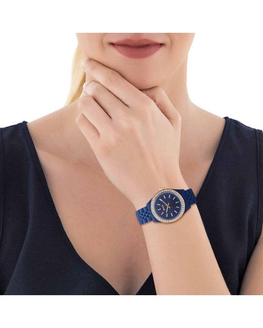 So Classy in policarbonato silicone e acciaio blu con quadrante tondo e strass di Stroili in Blue