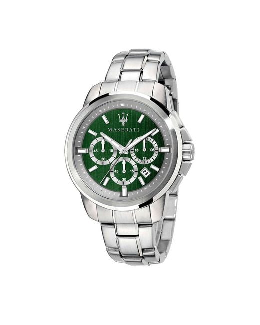 Orologio Successo con cinturino e cassa in acciaio silver di Maserati in Green da Uomo