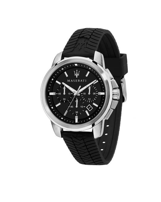 Orologio cronografo cinturino in silicone nero e cassa in acciaio di Maserati in Black da Uomo