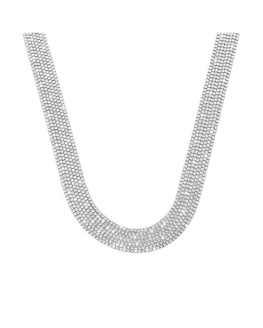 Collana multifilo larga in metallo rodiato con strass di Stroili in Metallic