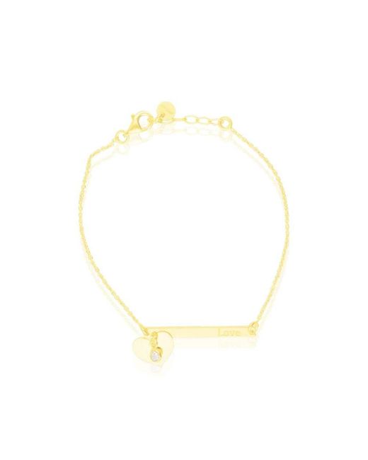 Bracciale in argento dorato e zirconi con simbolo cuore e targhetta Love di Stroili in Metallic