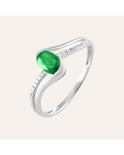 Anello Charlotte Oro Bianco Smeraldo Diamante di Stroili in Verde