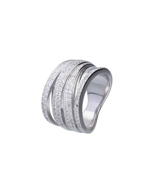 Anello in argento a fascia con intrecci in pave di zirconi di Stroili in Gray