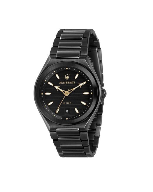 Orologio Triconic con cinturino e cassa in acciaio nero di Maserati in Black da Uomo