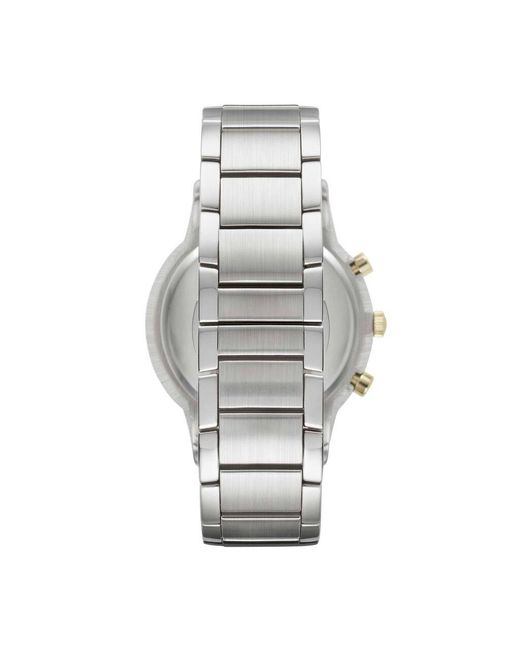 Orologio cronografo in acciaio silver e quadrante nero di Emporio Armani in Metallic da Uomo
