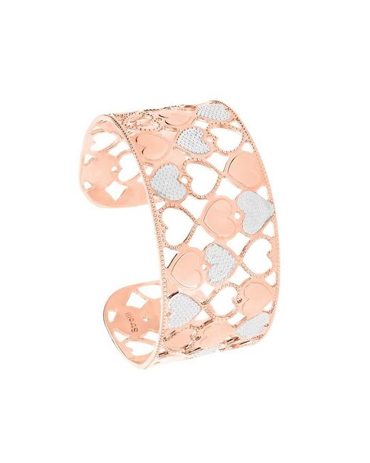 Bracciale rigido big in bronzo rosato con cuori bicolore di Stroili in Pink