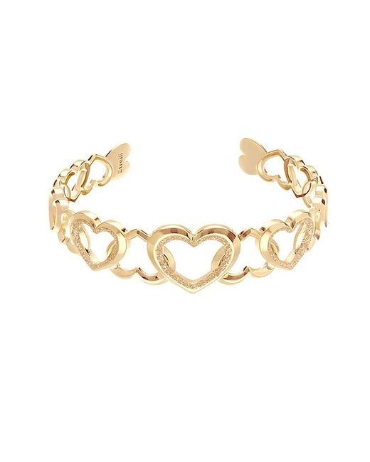 Bracciale rigido in ottone oro rosa con cuori con glitter di Stroili in Metallic