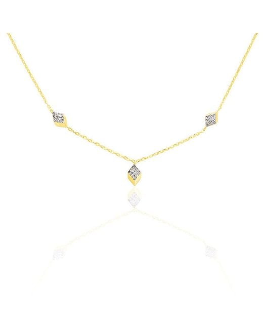 Collana con pendente a forma di rombo in oro giallo e cristalli di Stroili in Metallic