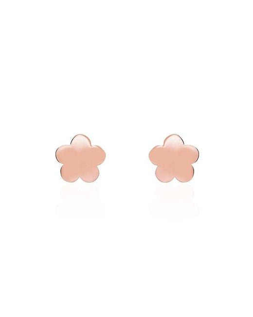 Orecchini a lobo in argento rosato con simbolo fiore di Stroili in Pink