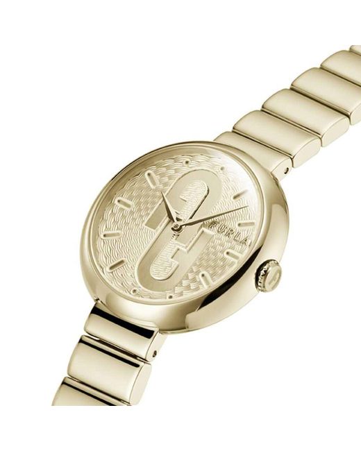 Oro acciaio inossidabile orologio analogico al quarzo di Furla in Metallic