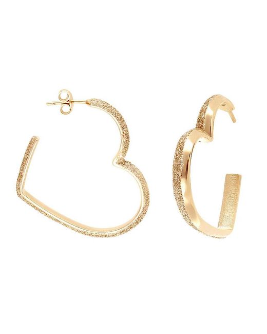 Orecchini a cerchio in ottone oro rosa a forma di cuore con glitter di Stroili in Metallic