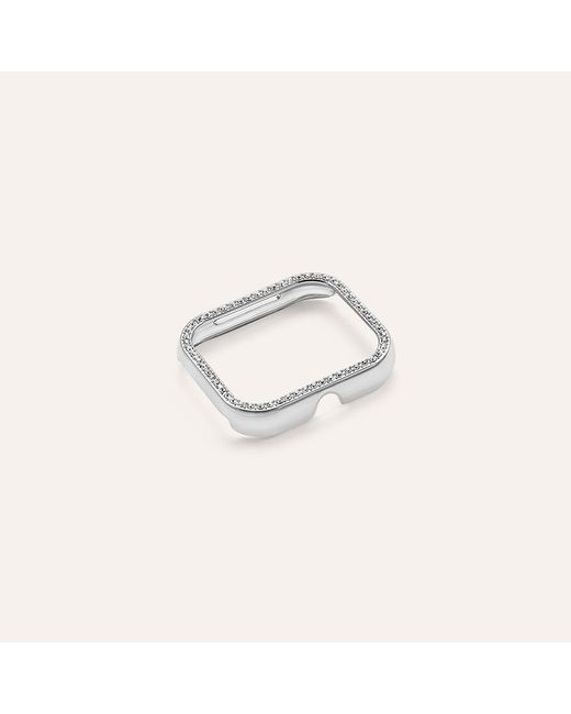 Cover in Plastica Argentata con Cristalli Bianchi Compatibile con Smartwatch Square di Stroili in Natural