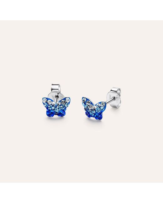 Orecchini Lobo Silver Baby Argento Rodiato Cristallo di Stroili in Blue