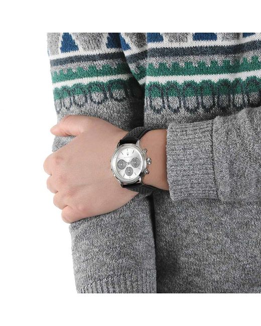 Orologio Epoca con cinturino in pelle nero e cassa in acciaio silver di Maserati in Metallic da Uomo