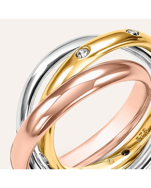 Anello Fedina Silver Collection Argento Tricolore Cubic Zirconia di Stroili in Metallic