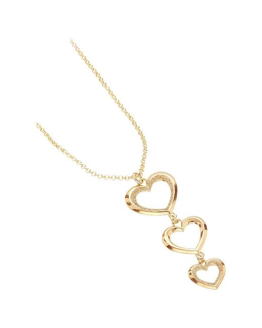 Collana in ottone oro rosa con pendente cuori glitter di Stroili in Metallic