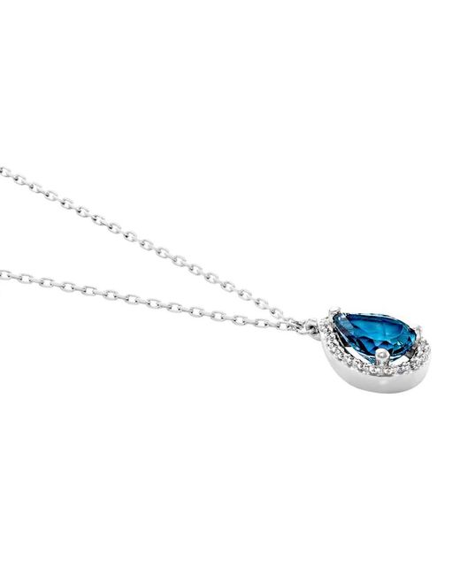 Collana Donna Con Ciondolo Fiocco Di Neve - Topazi Blu Sintetici E Zirconia Cubica - ET27, Nichel Free