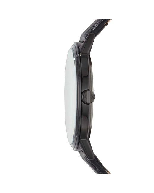 Orologio solo tempo Emporio Armani cinturino in pelle nero e cassa in acciaio nero di ARMANI EXCHANGE in Gray da Uomo