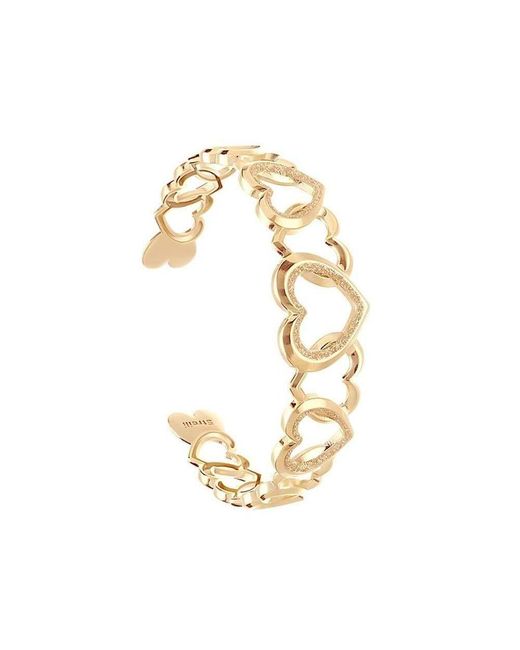 Bracciale rigido in ottone oro rosa con cuori con glitter di Stroili in Metallic