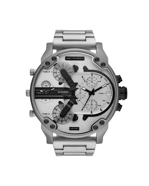 Orologio cronografo in acciaio silver e quadrante silver di DIESEL in Metallic da Uomo