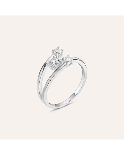 Anello Trilogy Silver Elegance Argento Rodiato Cubic Zirconia di Stroili in White