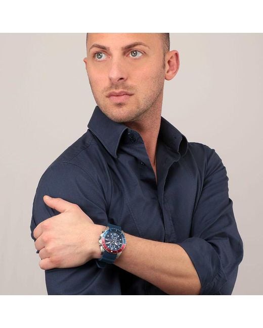 Orologio cronografo cinturino in silicone blu e cassa in acciaio di Sector in Blue da Uomo