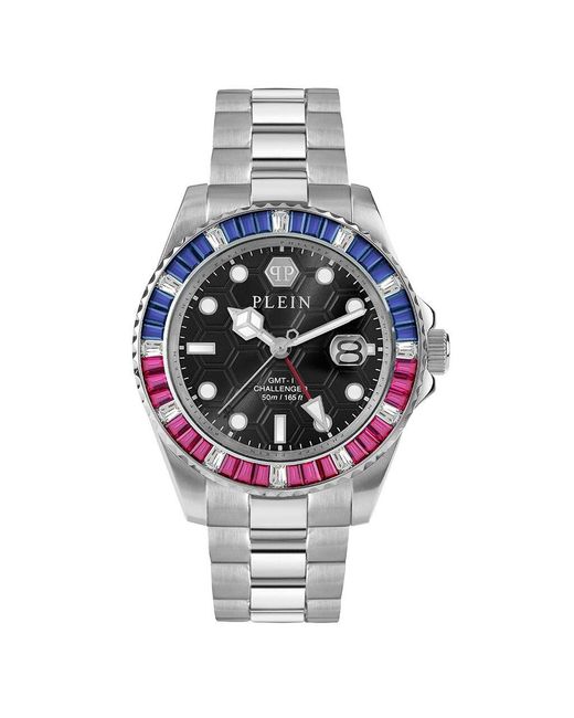 Orologio Al Quarzo Gmt-i Challenger Baguettes Pwpza0124 di Philipp Plein in Metallic