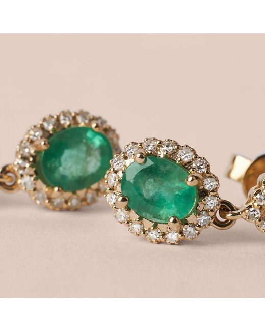 Orecchini Pendenti Charlotte Oro Bianco Smeraldo Diamante Diamante di Stroili in Green