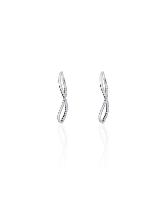 Orecchini a cerchio in argento rodiato e zirconi di Stroili in White