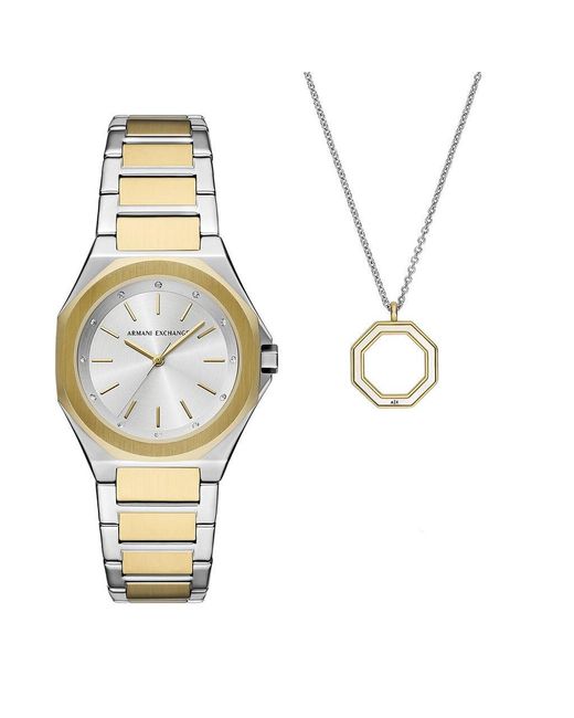 Set Orologio Al Quarzo Ax7161set di ARMANI EXCHANGE in Metallic