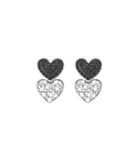 Orecchini cuori in argento 925 e zirconi bianchi e neri di Stroili in Black