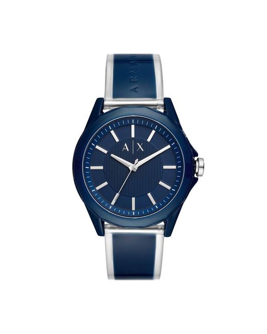 Orologio in acciaio blu con cinturino in poliuretano blu e trasparente con quadrante blu di ARMANI EXCHANGE in Blue da Uomo