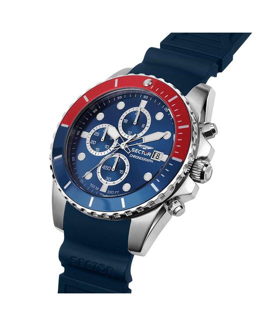 Orologio cronografo cinturino in silicone blu e cassa in acciaio di Sector in Blue da Uomo