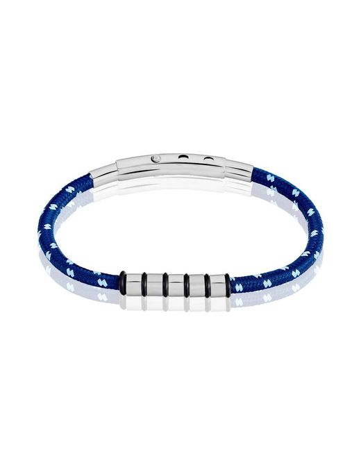 Bracciale blu. azzurro e bianco in corda e acciaio di Stroili in Blue da Uomo
