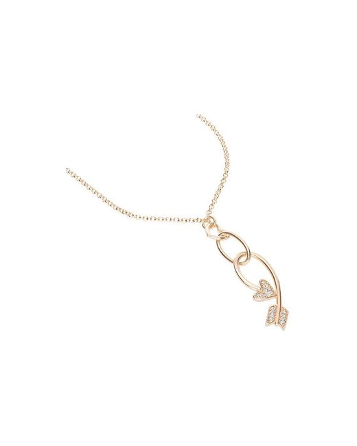 Collana in ottone rosato con pendente freccia di Cupido e cuore con strass di Stroili in Metallic