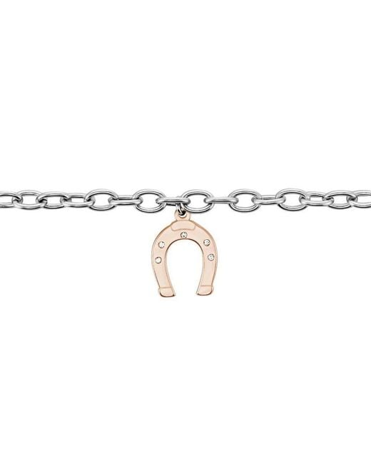 Bracciale in acciaio bicolore e strass con charm Ferro di cavallo di Stroili in Metallic