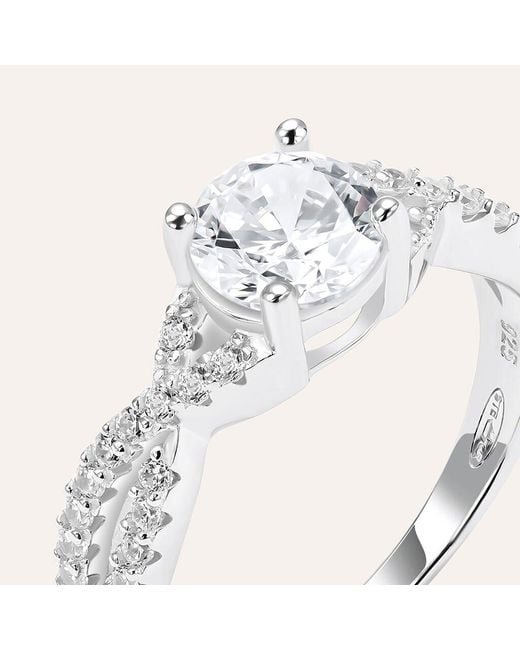 Anello Solitario Silver Elegance Argento Rodiato Cubic Zirconia di