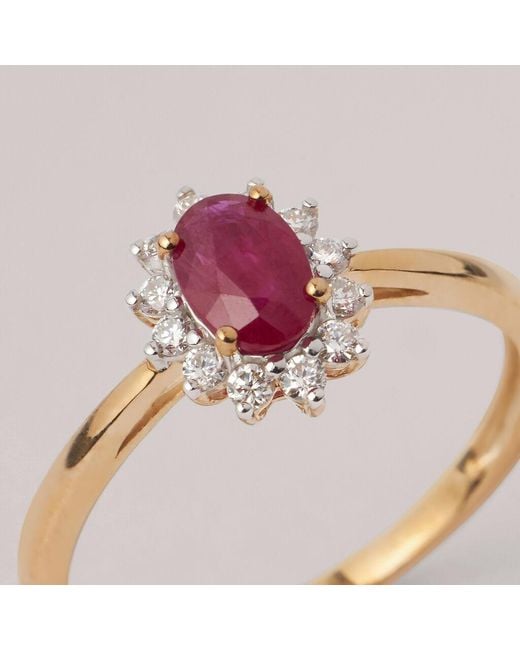 Anello Solitario Charlotte Oro Giallo Rubino Diamante di Stroili