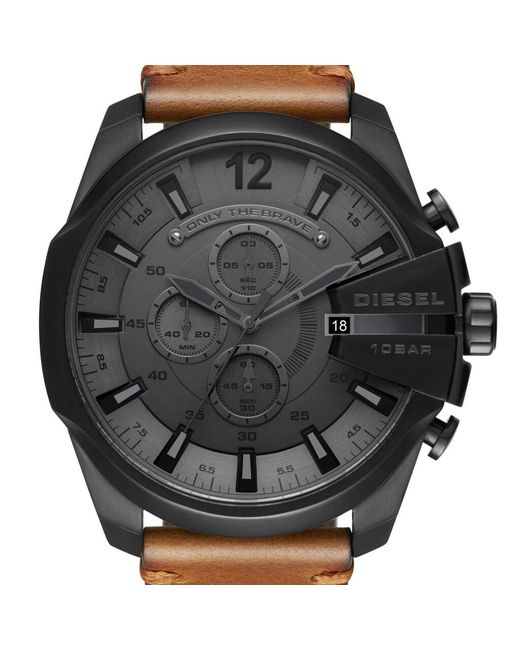 Orologio Cronografo Mega Chief quadrante grigio F10000345-RE21 di DIESEL in Black da Uomo