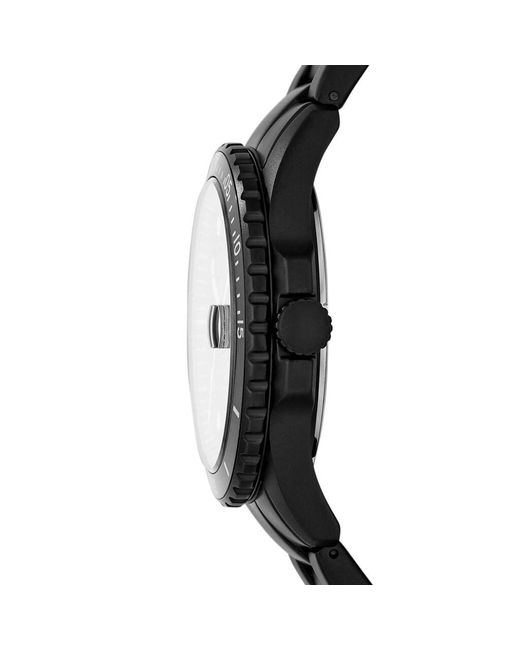 Orologio solo tempo cinturino in silicone nero e cassa in acciaio nero di Fossil in Black da Uomo