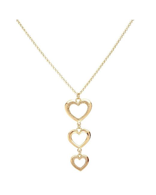 Collana in ottone oro rosa con pendente cuori glitter di Stroili in Metallic