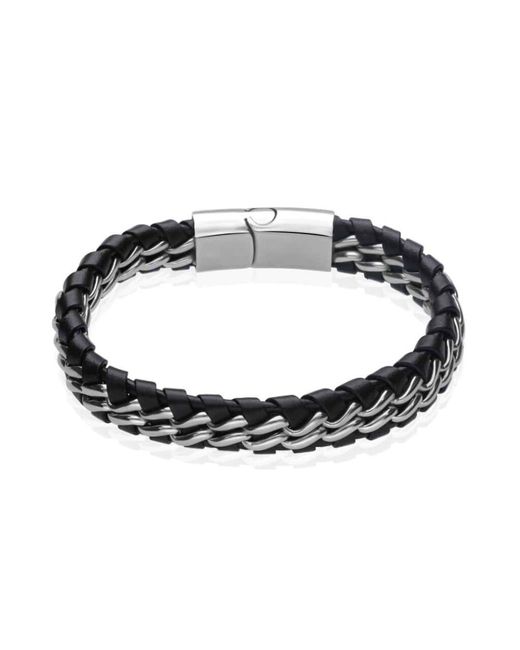 Bracciale in pelle e acciaio di Stroili in Metallic da Uomo