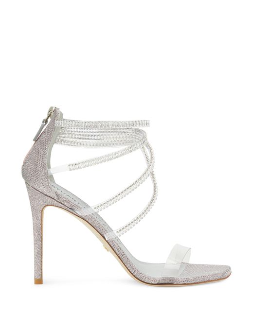 Stuart Weitzman White Superglam 100 Strap Sandal
